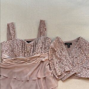 R&M Richards Lace Overlay Dress and Jacket Set